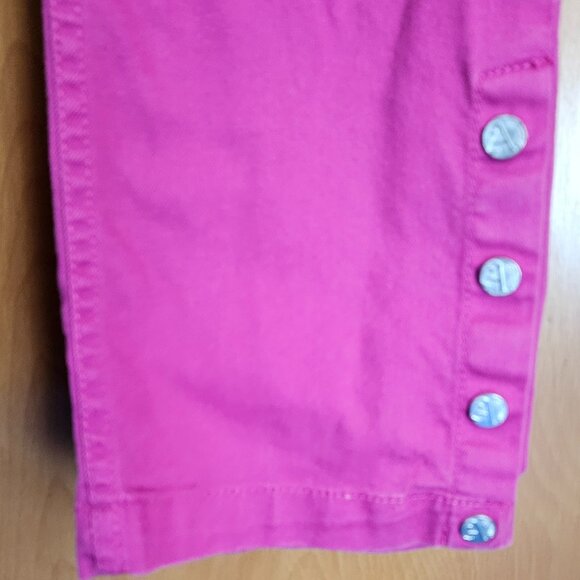 Allen B. by Allen Schwartz Pink Zip-Up Jeans With Silver Tone Buttons - Size 6 - Picture 11 of 16